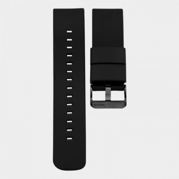 STRAP 403.20 Zwarte Rubber Horlogeband/Zwart gesp 