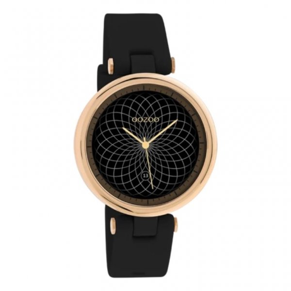 Q00407 Zwarte horloge met zwarte rubber band €109.95
