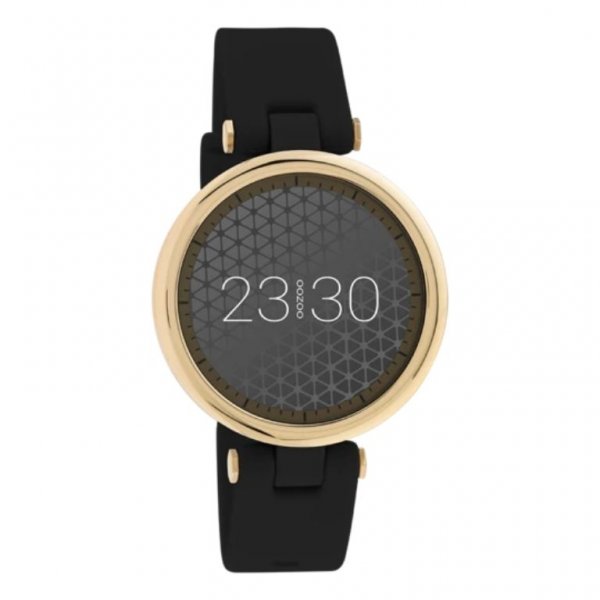 Q00405 Gouden horloge met zwarte rubber band €109.95