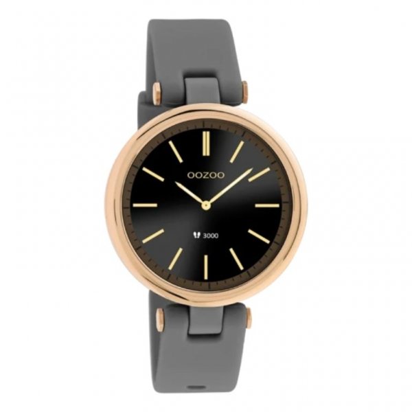 Q00404 Rosé Gouden horloge met grijze rubber band €109.95
