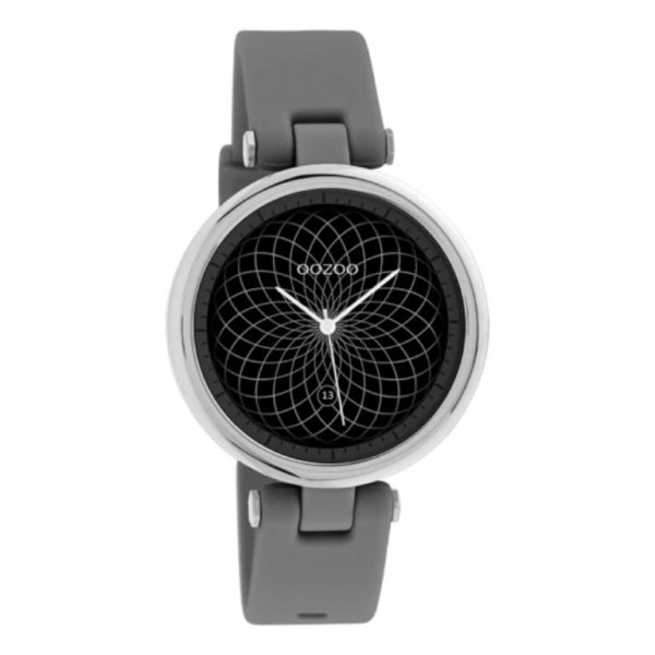 Q00403 Zilveren horloge met grijze rubber band €109.95