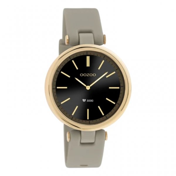 Q00401 Gouden horloge met taupe rubber band €109.95