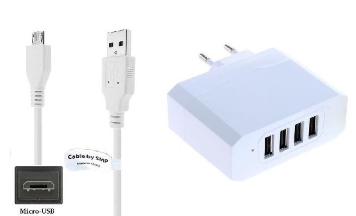 1x Oplader Micro USB voor 4 koptelefoons